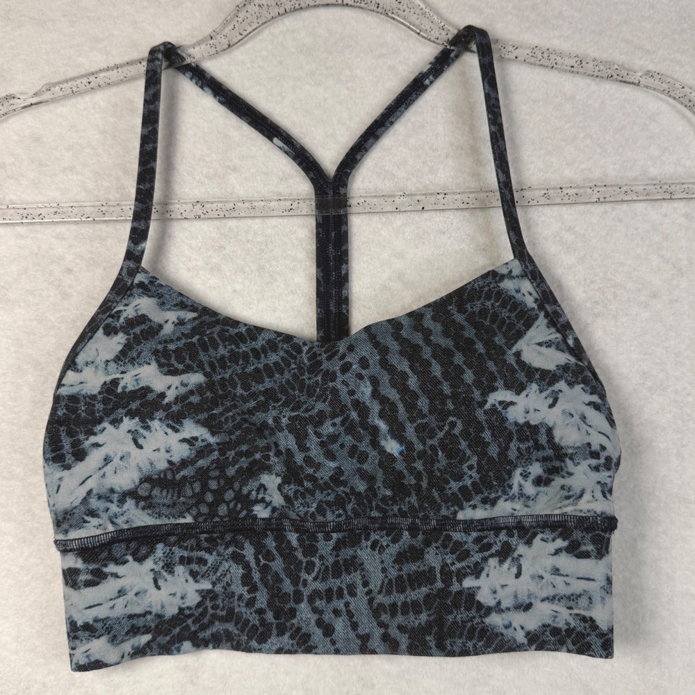 Lululemon Blue Snakeskin Tie Dye Y-Back Racerback Sports Bra Low Impact Yoga - Picture 3 of 13